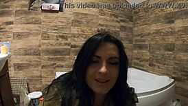 Milfycalla Pees in Bathtub Wearing Fur Coat and Pantyhose Tease