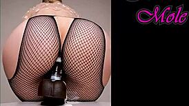 pawg in pantyhose rides dildo with juicy pussy sounds??