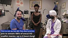 Rina Arem's shaved pussy probed in virginity clinic