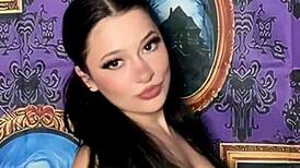 Pigtails goth teen rips clothes strips bra in haunted house bedroom!