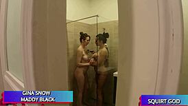busty shower beauties squirt justice on spying perverts orgy