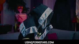 halloween party turns wild as leana lovings gets drilled by two studs