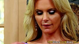 milf ebony lesbian tries anal toys on big tits partner for first time