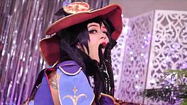 mona's sucha slutty bitch suckin big cock n takin anal in cosplay costume