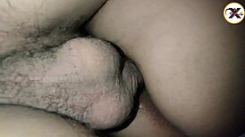 watch me slide my cock into her hairy pussy without waking her till i cum on top