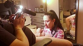 behind the scenes she vapes then deepthroats my huge cock moaning wet till cum swallow