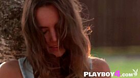 petite blonde milf model strips clothes rips off for hot outdoor posing tease