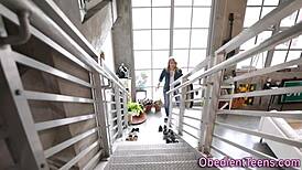 kinky blonde teen tramp with small tits gets roughed up to facial finish