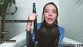 skinny asian spandex doll gets wet underwater in pool