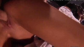 Coal miners discover busty brunette slut begging for threesome pounding