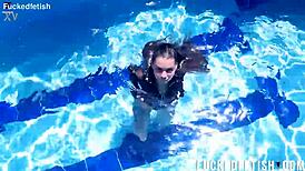 underwater jessica bunny gets her wet latina curves teased in passionate pool play