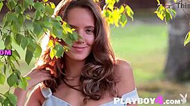 petite blonde milf model strips clothes rips off for hot outdoor posing tease