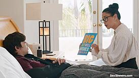 teacher sneaks student into private room for a discreet guiding handjob lesson