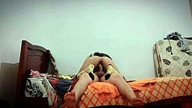 19-year-old Mexican bride lets boyfriend pound her tight pussy raw in bedroom