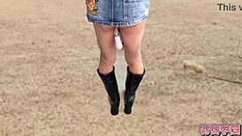 feel me climaxing hard from anal vibrator in miniskirt boots