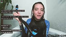 skinny asian spandex doll gets wet underwater in pool