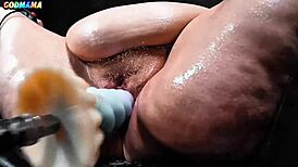 damn your mature godmama's hairy pussy stretches so wide in garage