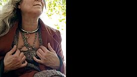 hey watch this french milf slave flash tits outdoors with buttplug