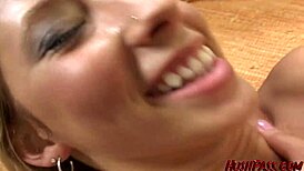 Petite Blonde First-Timer Ashley Jensen Swallows Monster Cock Facial