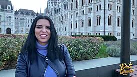 oh how my heart races as beauty kira queen kneels skinny waist trembling to worship stranger's huge cock with her big clit throbbing