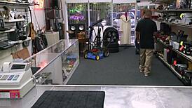 wanna see this bimbo suck cock then fuck in shop reality?