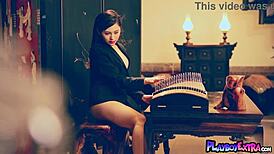 passionate chinese teen wu muxi strips to reveal hairy pussy 😍 all natural petite beaver exposed 🔥