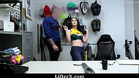 Man, this teen shoplifter fucks cop wildly to dodge punishment in shop garage