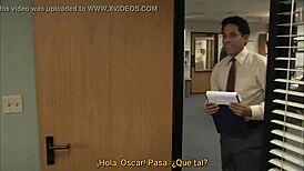 Big tits big ass office sluts in wild 5some. Sub español action explodes!