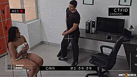 caught stealing i seduce buff guard with tight pussy fuck and facial