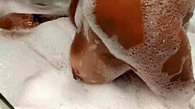 Hey girlfriend, your tanned body looks hot in that bathroom after holiday