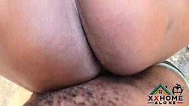 whoa this ebony slut worships huge cock bent over doggystyle outdoor cums on face 😍💦