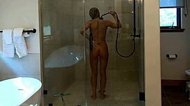 caught pervert filming shower so i fuck his huge cock 💦🚿