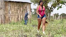 Innocent country girl moans hard as old pervert fucks her in countryside homemade